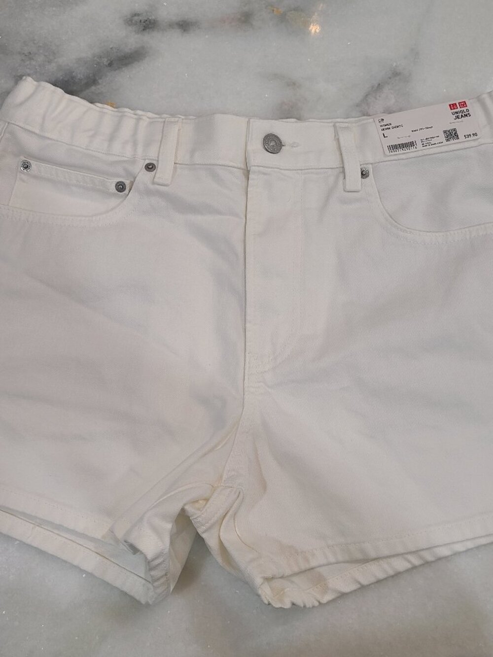 White Jean Shorts Size L
